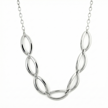 Silver chain necklace on a white background